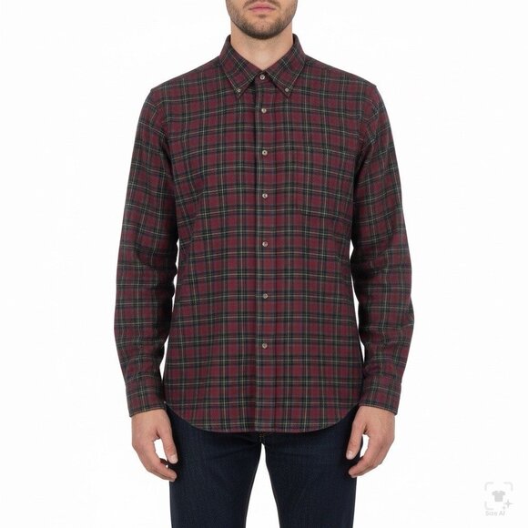 Lands’ End Men’s Red Plaid Cotton Long Sleeve Button-Down Shirt Size L - Picture 8 of 8